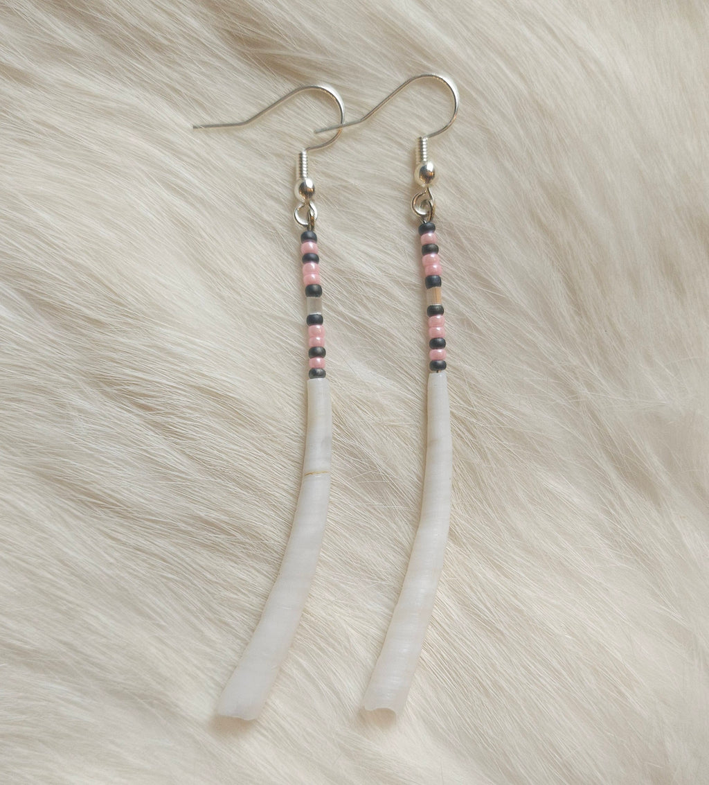 Dentalium Shell Pin Earrings
