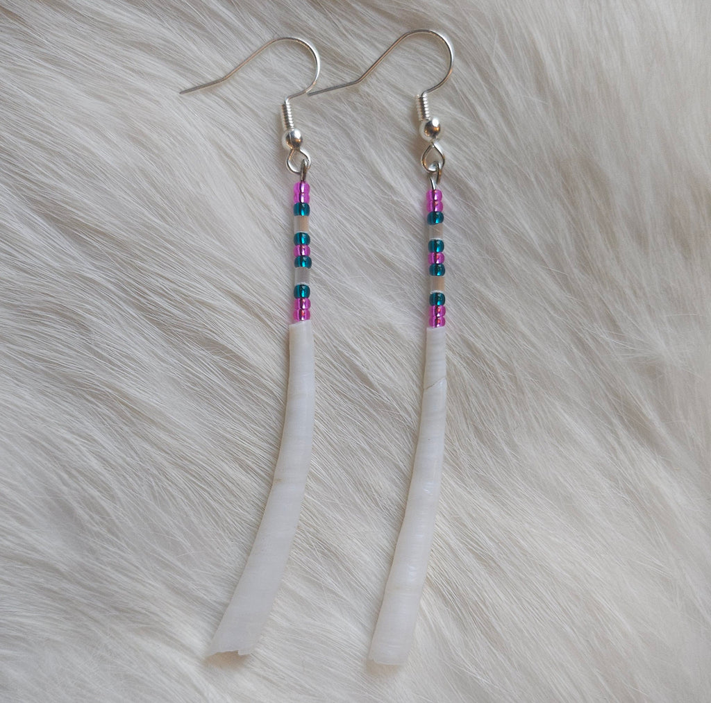 Dentalium Shell Pin Earrings