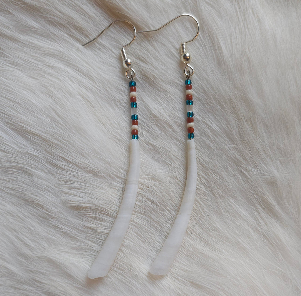 Dentalium Shell Pin Earrings