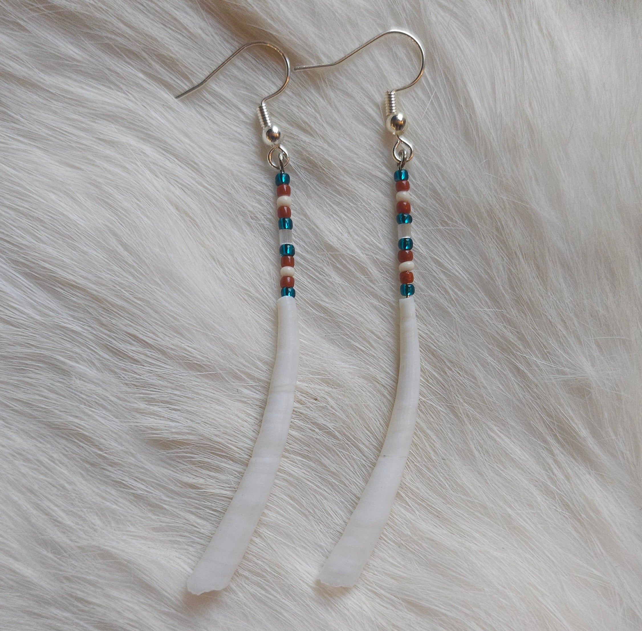 Dentalium Shell Pin Earrings