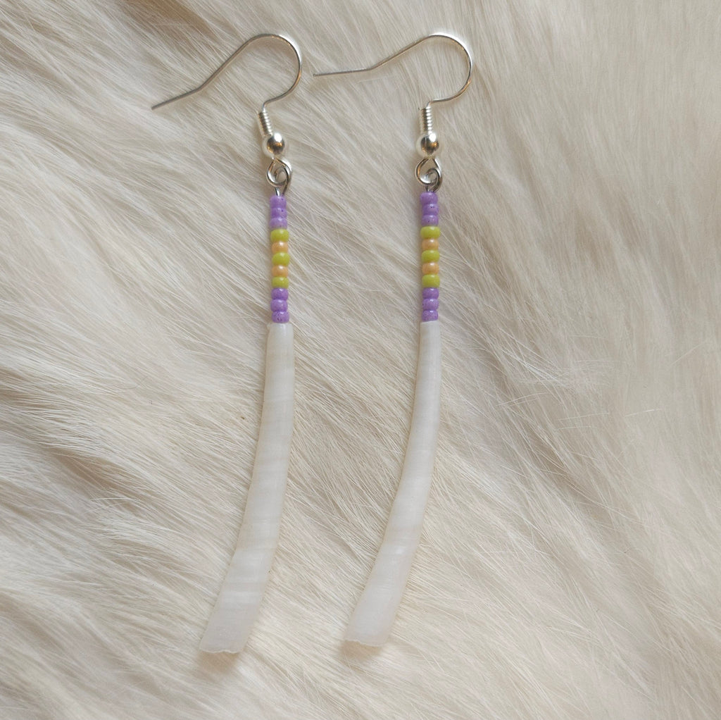 Dentalium Shell Pin Earrings