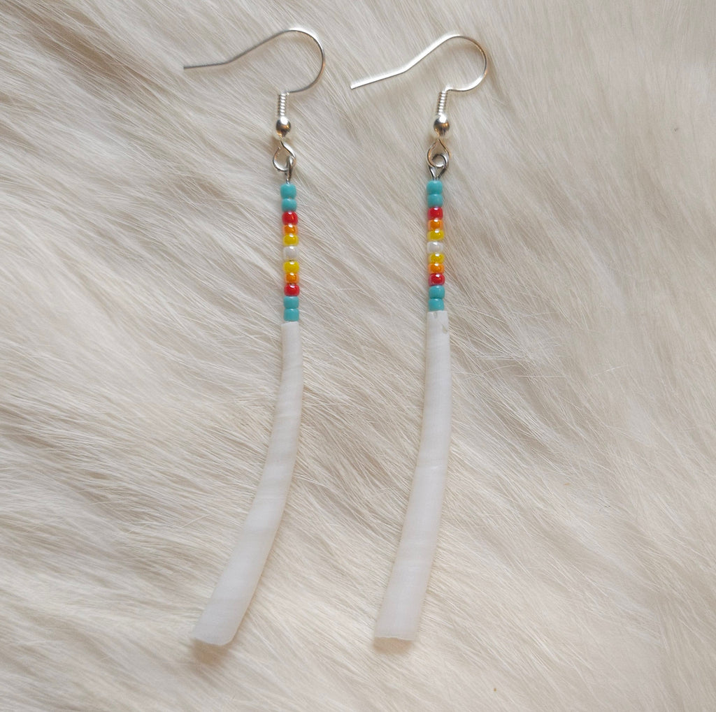 Dentalium Shell Pin Earrings