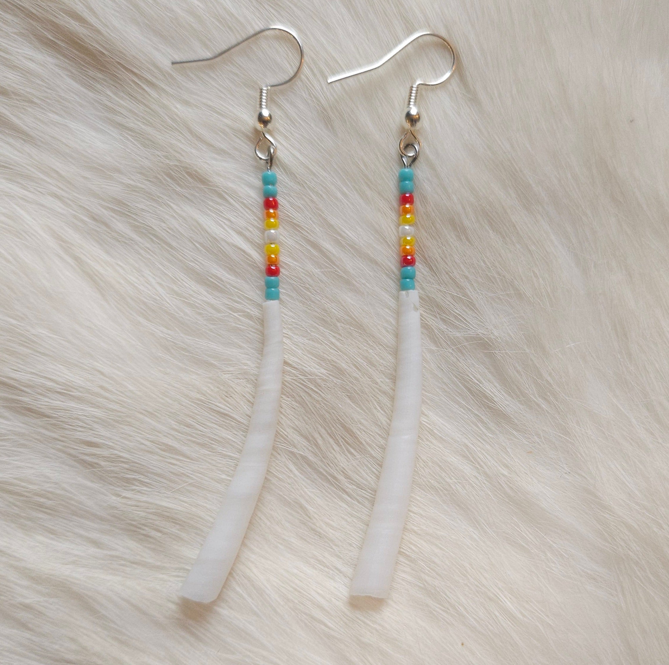 Dentalium Shell Pin Earrings