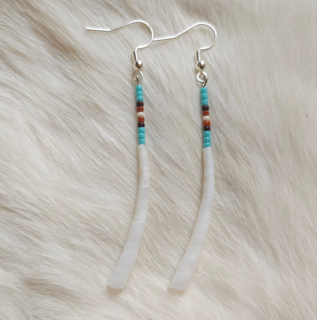 Dentalium Shell Pin Earrings