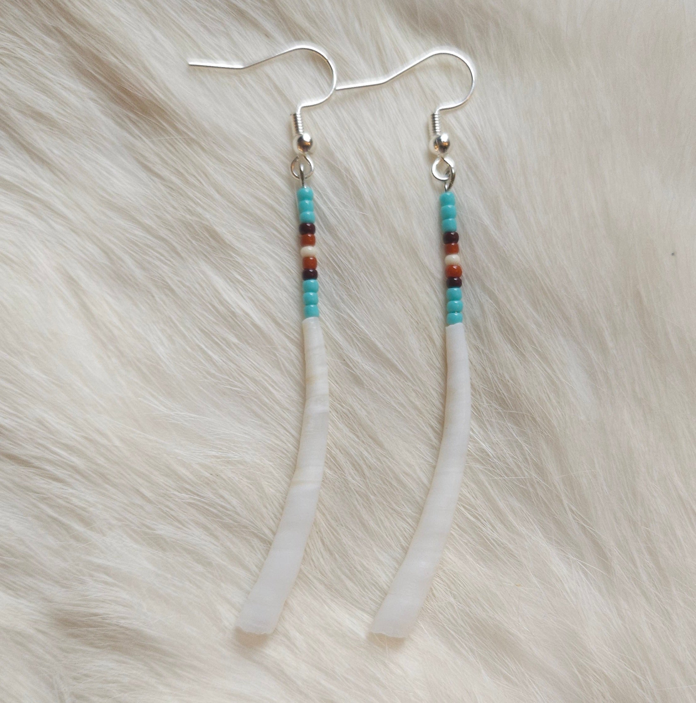 Dentalium Shell Pin Earrings