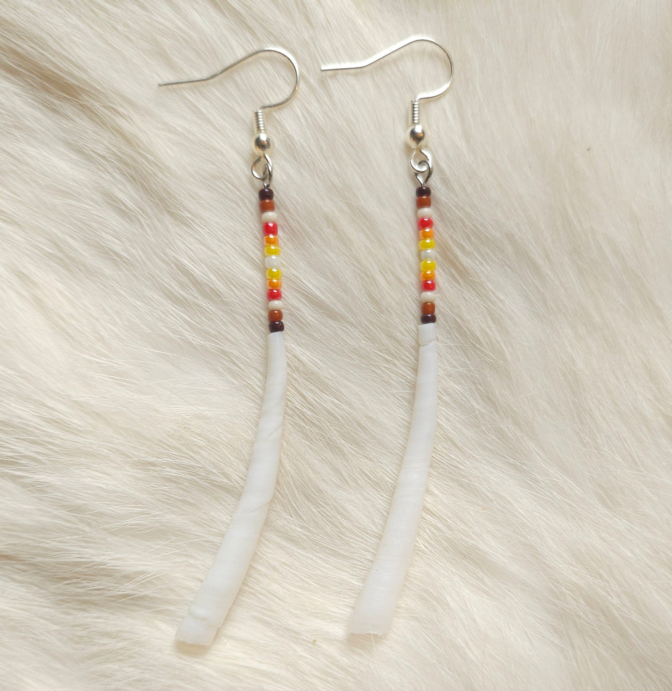 Dentalium Shell Pin Earrings