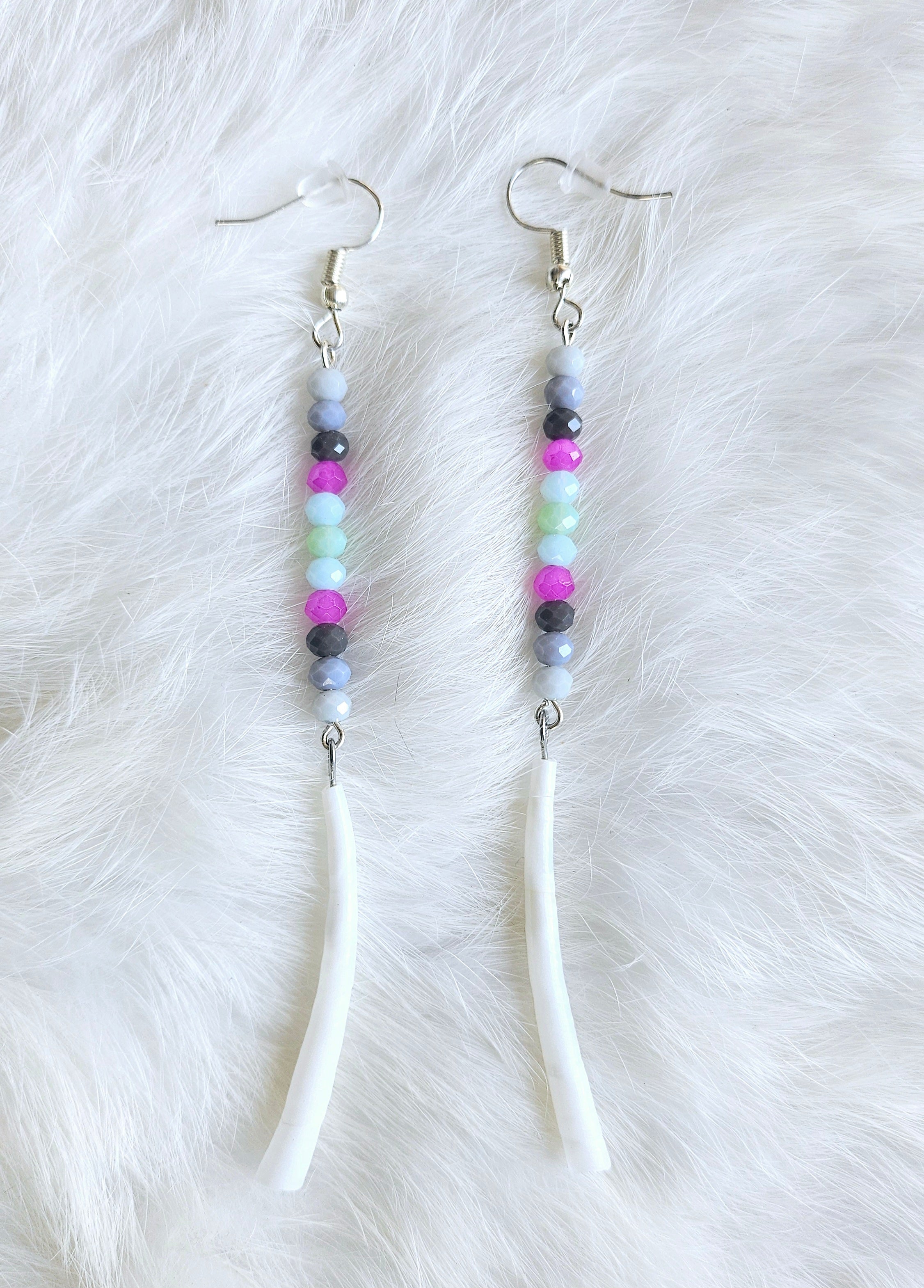 Two-Tiered Dentalium Earrings