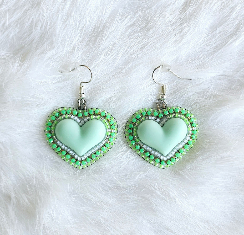 Neon Green Mini Hearts