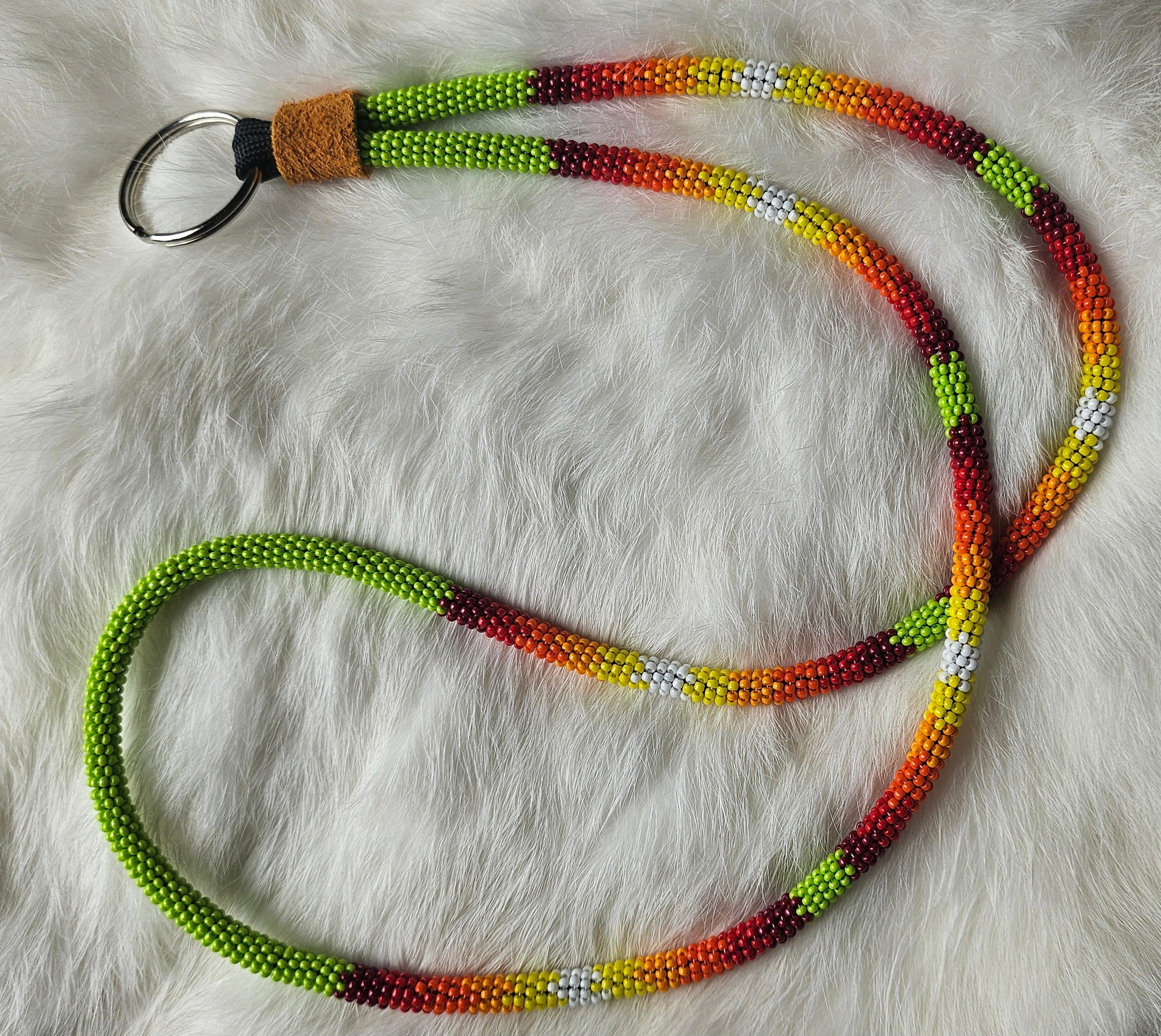 Lime Green & Fire Colors Lanyard